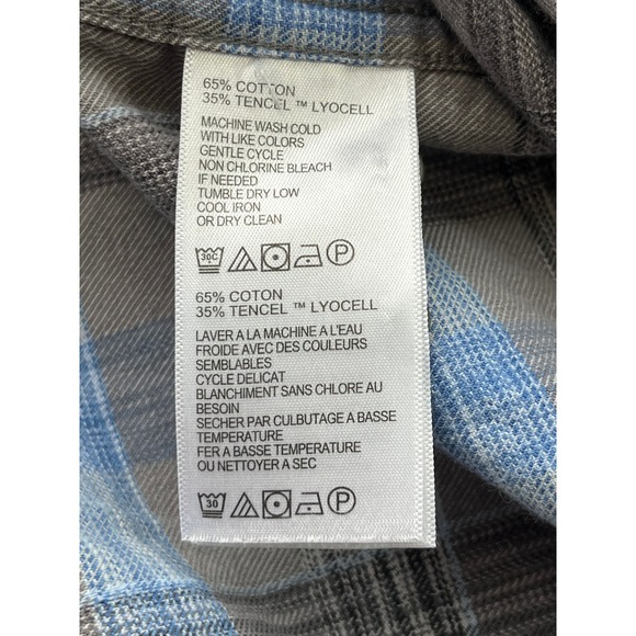 Tommy Bahama Plaid Flannel Long‎ Sleeve Shirt Men's Casual Button Up Large Blue - Picture 9 of 10